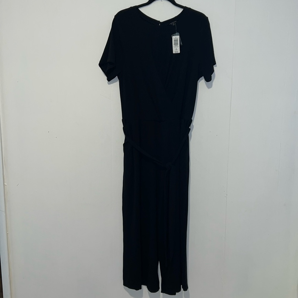 NWT Torrid LCAS Black SS Twist Front Rib Knit Wide Leg Jumpsuit 1083